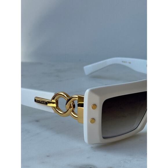 NEW Balmain Imperial Matte White Gold Sunglasses $875 - Picture 8 of 10